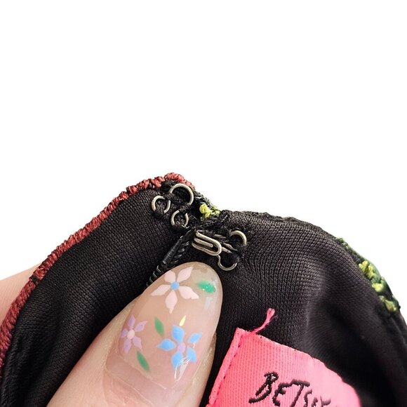 Betsy Johnson Black Floral Embroidered Dress Sz 8 - Picture 10 of 13